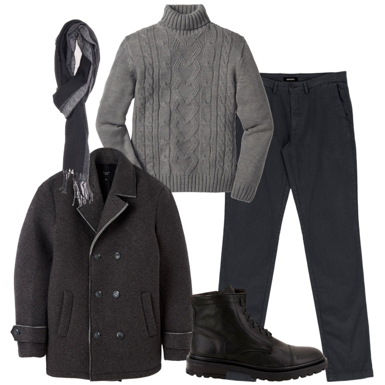 Outfit uomo - City. Stile Urban per Tutti i giorni. Abbinamento con maglieria, giacche, pantaloni, scarpe stringate, sciarpe.