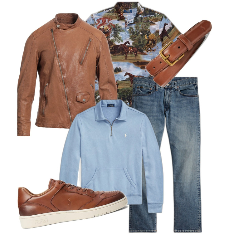 Outfit uomo - Migliorare l\'assetto. Stile Trendy per Tutti i giorni. Abbinamento con giacche, cinture, felpe, polo, scarpe sportive, jeans dritti.