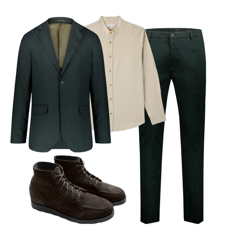 Outfit uomo - Total look #1810814. Stile Urban per Tutti i giorni. Abbinamento con camicie, giacche, stivali e stivaletti, pantaloni.