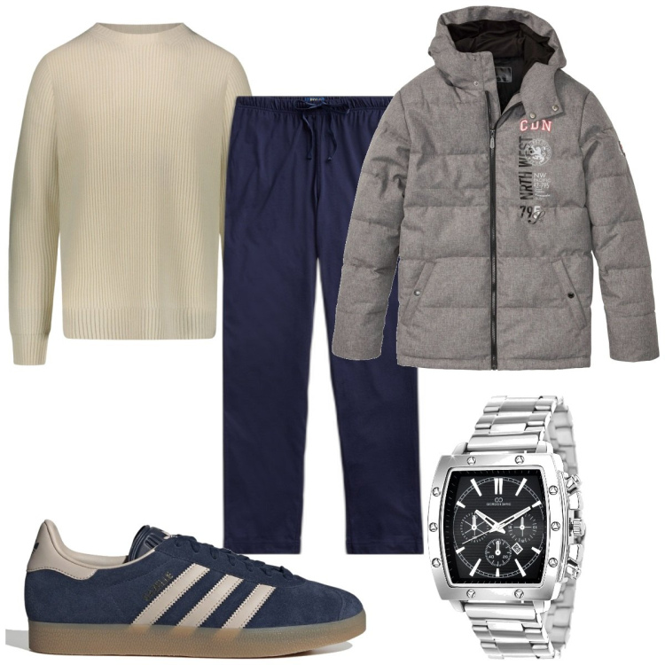 Outfit uomo - Total look #1810878. Stile Casual per Tutti i giorni. Abbinamento con giacche, orologi, pantaloni, maglieria, sneakers.