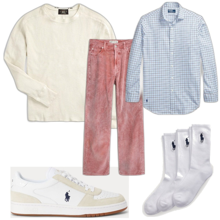Outfit uomo - Total look #1810939. Stile Trendy per Tutti i giorni. Abbinamento con maglieria, calzini, scarpe sportive, camicie, pantaloni.