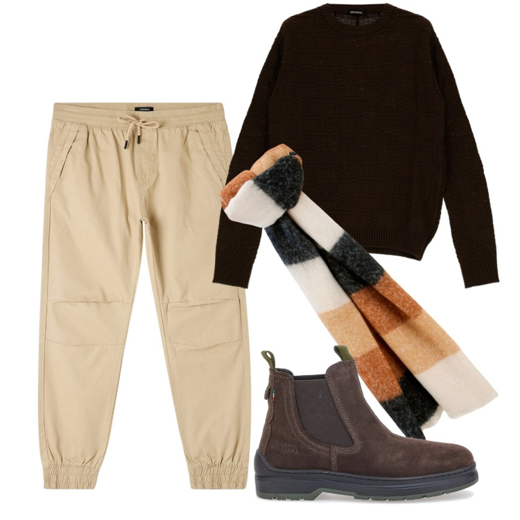 Outfit uomo - I cargo. Stile Urban per Tutti i giorni. Abbinamento con pantaloni, sciarpe, pullovers, stivali e stivaletti.