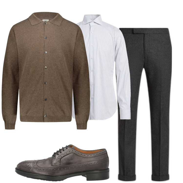 Outfit uomo - In ufficio. Stile Business/Elegante per Ufficio. Abbinamento con scarpe stringate, camicie, pantaloni, polo.