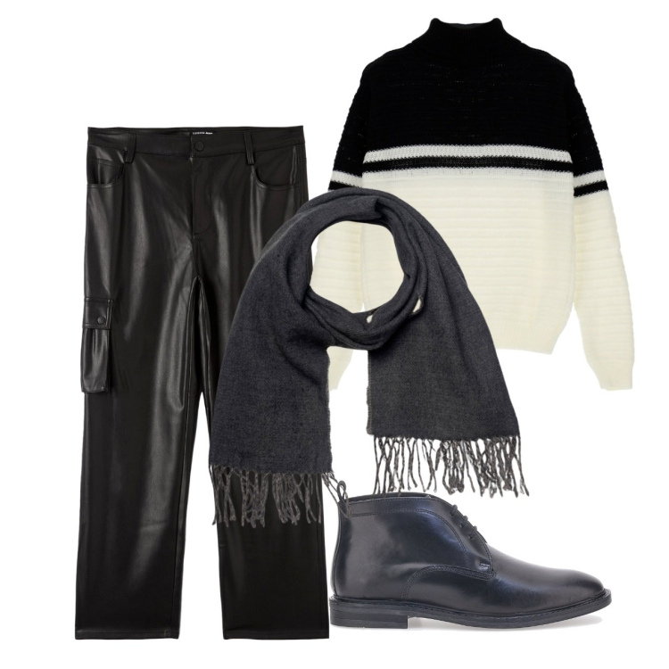 Outfit uomo - City. Stile Casual per Tutti i giorni. Abbinamento con pantaloni cargo, maglieria, sciarpe, scarpe stringate.