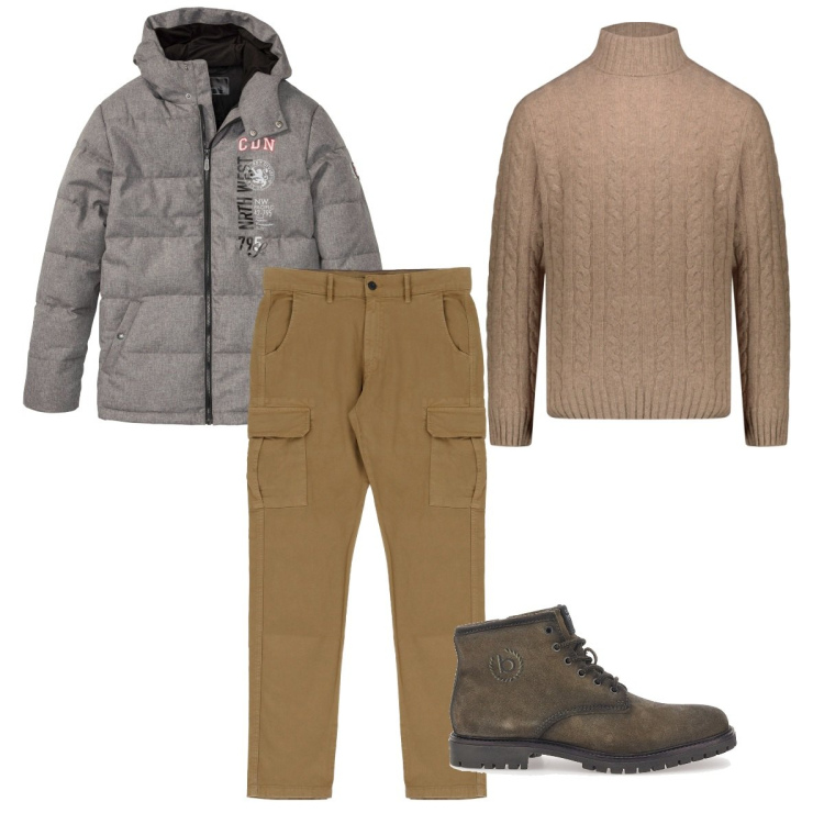 Outfit uomo - Brown City. Stile Casual per Tutti i giorni. Abbinamento con giacche, pantaloni, stivali e stivaletti, maglieria.