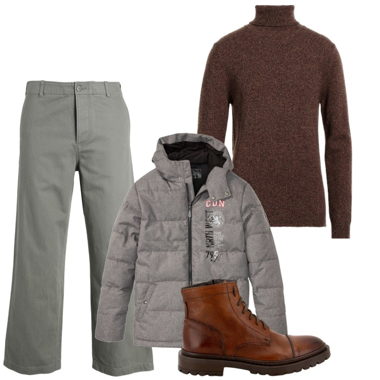 Outfit uomo - City. Stile Casual per Tutti i giorni. Abbinamento con giacche, pantaloni, maglieria, scarpe stringate.