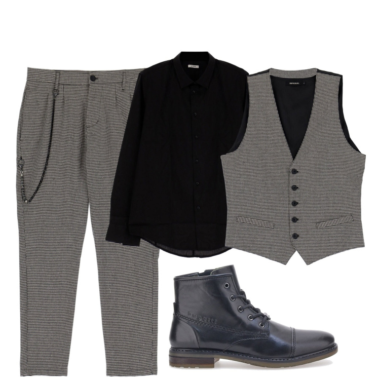 Outfit uomo - City. Stile Urban per Tutti i giorni. Abbinamento con camicie, pantaloni, gilet, stivali e stivaletti.