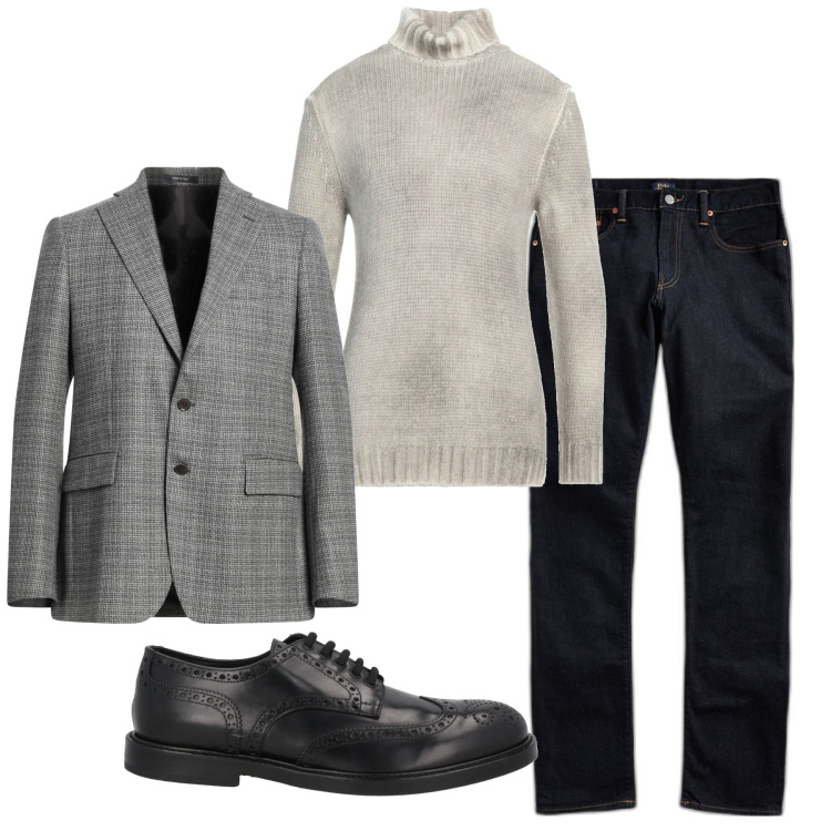 Outfit uomo - Tartan e delavè. Stile Trendy per Tutti i giorni. Abbinamento con giacche, maglieria, scarpe stringate, jeans.