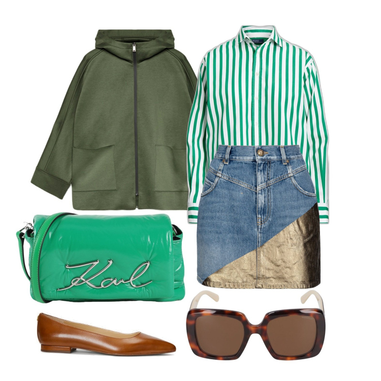 Outfit donna - Ghost outfitter - febbraio. Stile Casual per Tutti i giorni. Abbinamento con borse a tracolla, minigonne, camicie, ballerine, felpe con cappuccio, occhiali da sole.