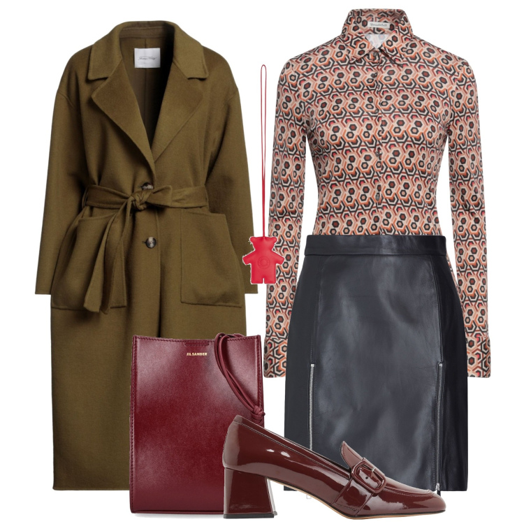 Outfit donna - Inverno. Stile Urban per Tutti i giorni. Abbinamento con minigonne, mocassini, camicie, cappotti, anelli, borse a spalla.