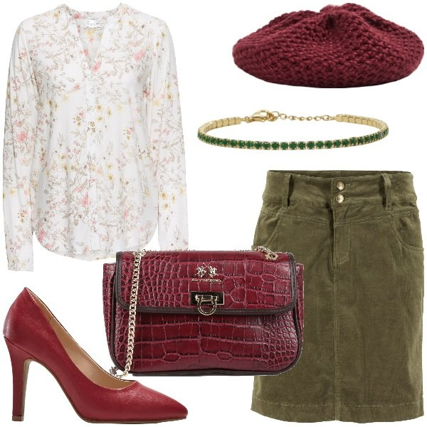 Outfit donna - Glamour a tutte le ore. Stile Glamour per Tutti i giorni. Abbinamento con camicie, gonne lunghe, décolleté, borse a tracolla, cappelli e berretti, braccialetti.