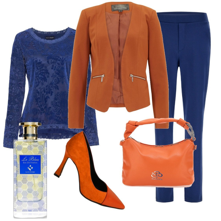 Outfit donna - Festa di laurea. Stile Chic per Cerimonia. Abbinamento con blazer, maglieria, profumi, pantaloni, décolleté, borse a mano.