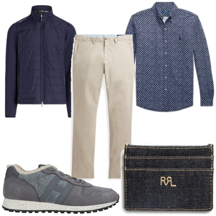 Outfit uomo - Total look #1812522. Stile Trendy per Tutti i giorni. Abbinamento con sneakers, pantaloni, portafogli, camicie, cappotti.
