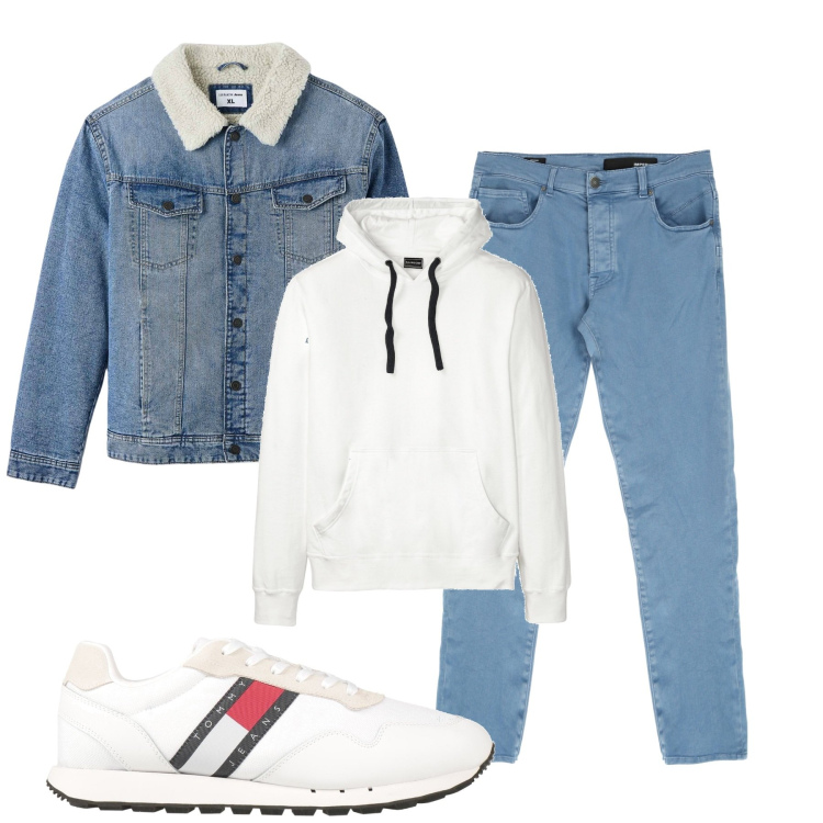 Outfit uomo - Total look #1812540. Stile Casual per Tutti i giorni. Abbinamento con felpe con cappuccio, sneakers, giacche, pantaloni.