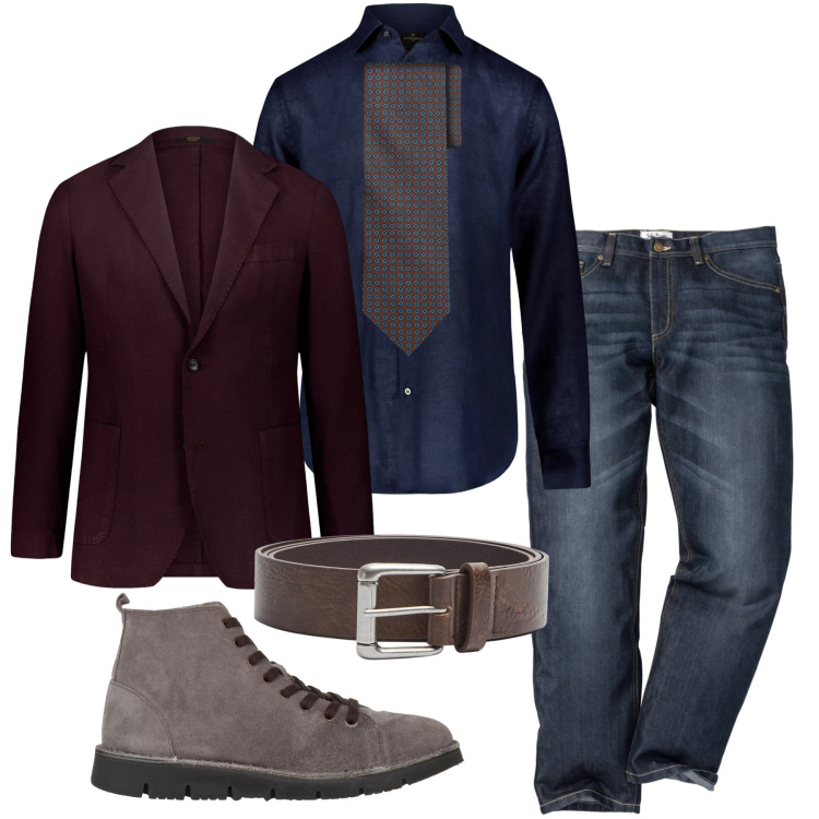 Outfit uomo - Inverno bel tipetto. Stile Trendy per Serata speciale. Abbinamento con jeans dritti, stivali e stivaletti, cinture, camicie, giacche, cravatte.