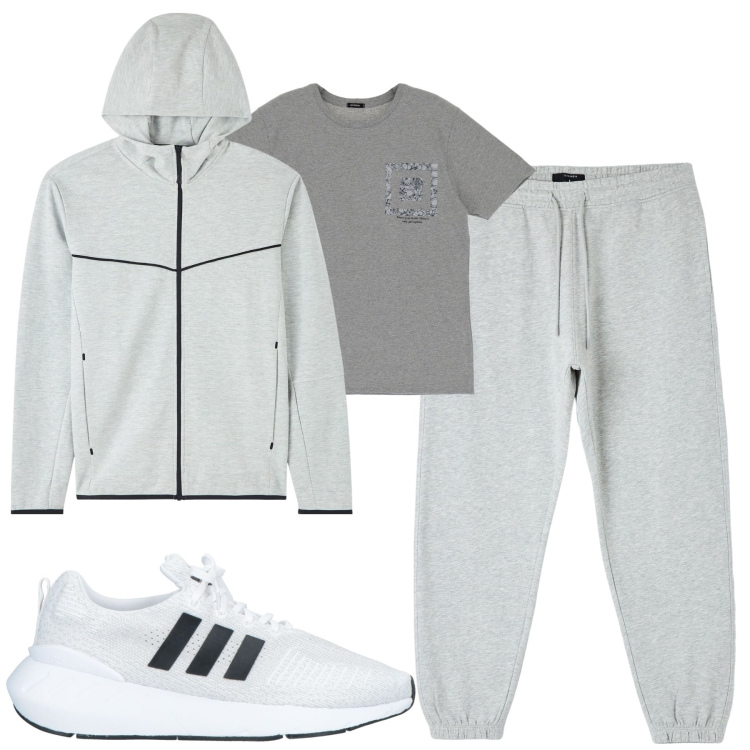 Outfit uomo - Total look #1812946. Stile Casual per Tutti i giorni. Abbinamento con sneakers, felpe con cappuccio, pantaloni, t-shirt.