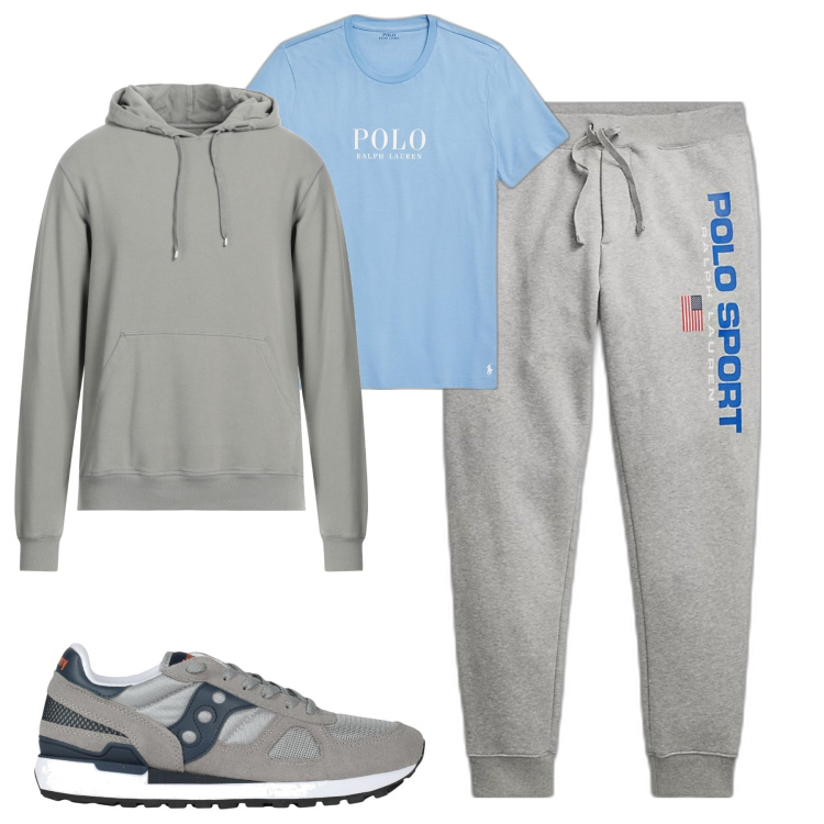 Outfit uomo - Total look #1812958. Stile Casual per Tutti i giorni. Abbinamento con sneakers, felpe con cappuccio, t-shirt, pantaloni.