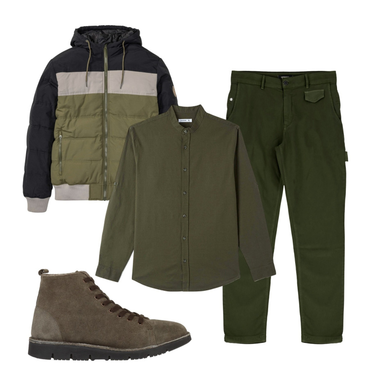 Outfit uomo - Inverno. Stile Urban per Tutti i giorni. Abbinamento con giacche, stivali e stivaletti, camicie, pantaloni.