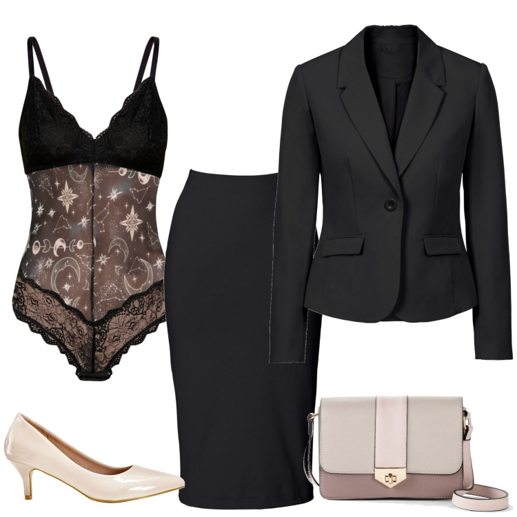 Outfit donna - Il body. Stile Sexy per Serata fuori. Abbinamento con gonne longuette, blazer, décolleté, borse a tracolla, body.