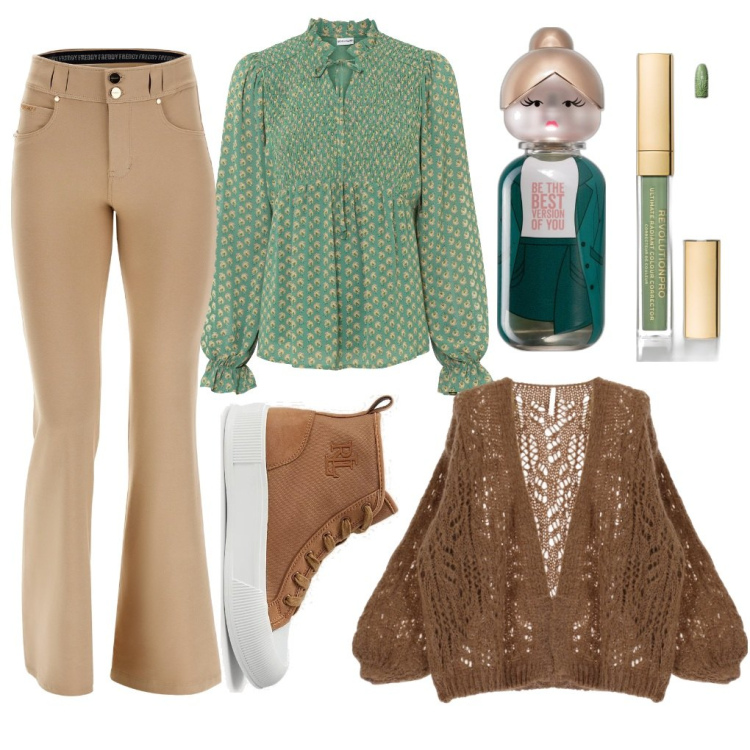 Outfit donna - Agnese: capodanno in stile retrò. Stile Vintage retrò per Scuola/Università. Abbinamento con bluse, profumi, correttori, cardigans, pantaloni, sneakers.