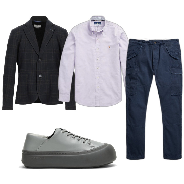 Outfit uomo - Total look #1813298. Stile Casual per Tutti i giorni. Abbinamento con giacche, camicie, pantaloni cargo, sneakers.