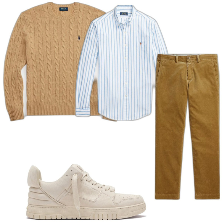 Outfit uomo - Total look #1813312. Stile Casual per Tutti i giorni. Abbinamento con camicie, pantaloni, maglieria, sneakers.