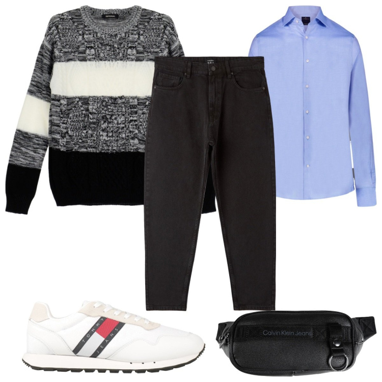Outfit uomo - Total look #1813401. Stile Casual per Tutti i giorni. Abbinamento con borse sportive, sneakers, pantaloni, maglieria, camicie.