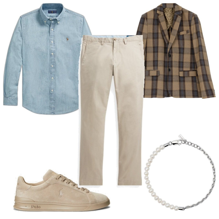 Outfit uomo - Total look #1813403. Stile Trendy per Tutti i giorni. Abbinamento con braccialetti, cappotti, pantaloni, camicie, sneakers.