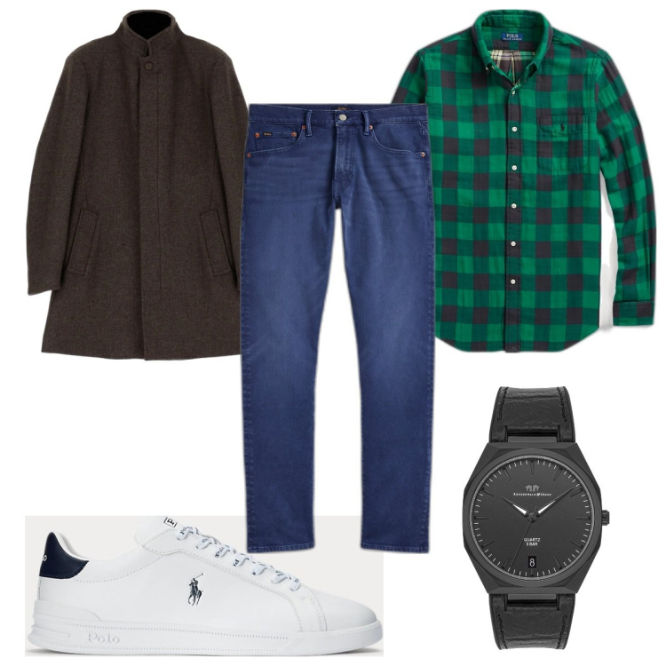 Outfit uomo - Total look #1813410. Stile Casual per Tutti i giorni. Abbinamento con orologi, cappotti, sneakers, jeans, camicie.