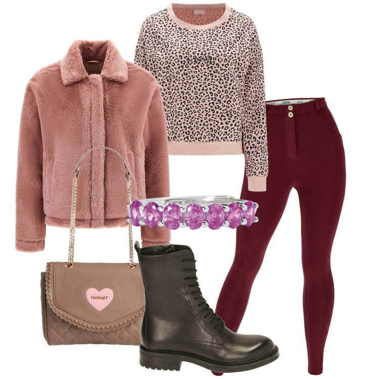 Outfit donna - Freddy in love. Stile Urban per Tutti i giorni. Abbinamento con borse a spalla, anelli, pantaloni skinny, felpe, cappotti, anfibi.