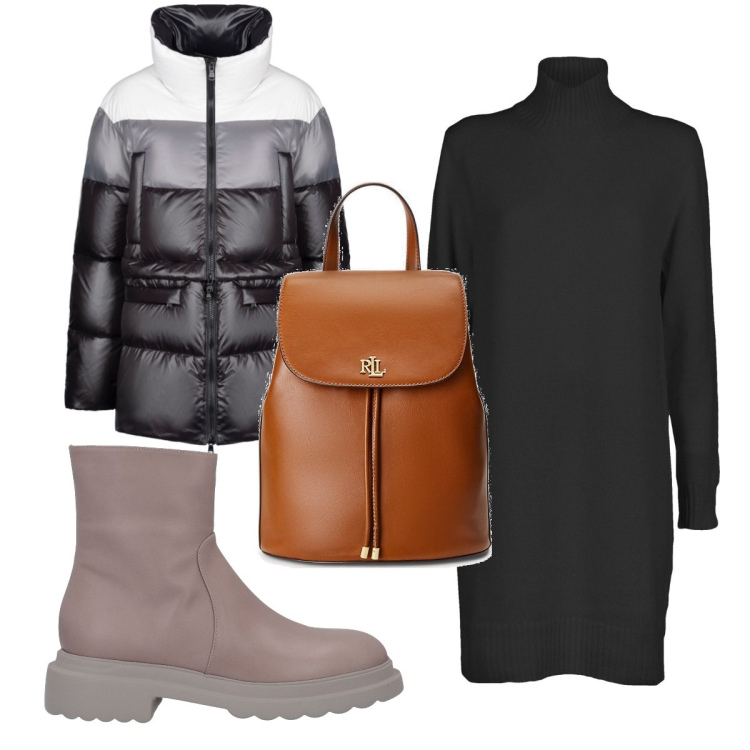 Outfit donna - Total look #1813902. Stile Basic per Tutti i giorni. Abbinamento con stivaletti, piumini, zaini, vestiti.