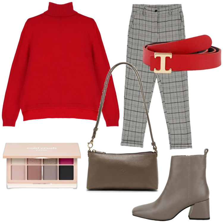 Outfit donna - Total look #1813956. Stile Basic per Tutti i giorni. Abbinamento con ombretti, pantaloni, maglieria, cinture, stivaletti, borse a spalla.