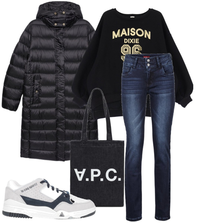 Outfit donna - La shopper quotidiana. Stile Casual per Tutti i giorni. Abbinamento con jeans, sneakers, felpe, piumini, borse tote.