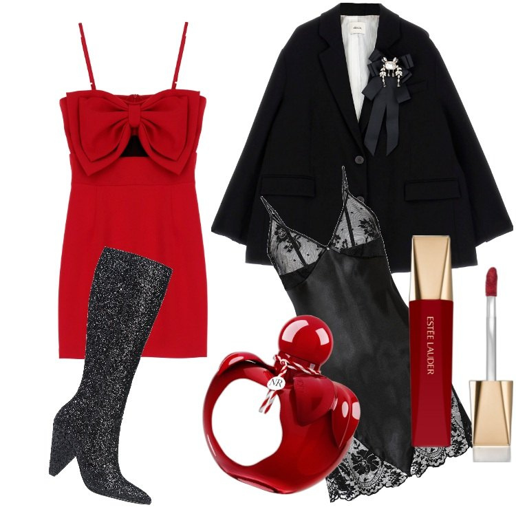 Outfit donna - Ma non Tutta la Vita-Febbraio. Stile Trendy per Serata fuori. Abbinamento con vestaglie, stivali, profumi, rossetti, vestiti corti, cappotti.