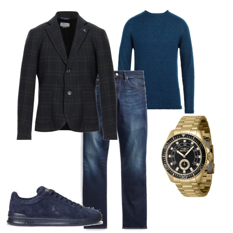 Outfit uomo - Giacca e pull super classico. Stile Casual per Tutti i giorni. Abbinamento con giacche, pullovers, orologi, sneakers, jeans.