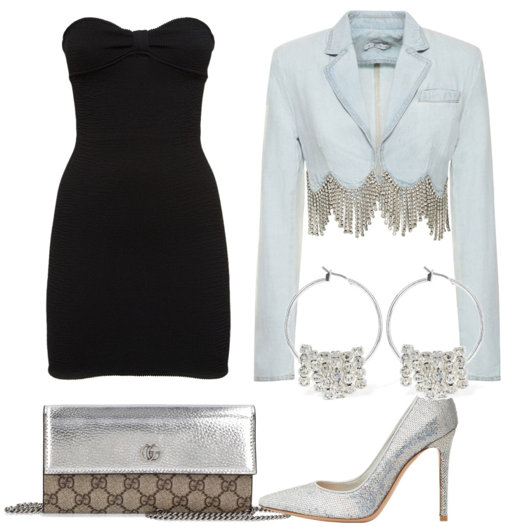 Outfit donna - LUISAVIAROMA - San Valentino. Stile Chic per Serata fuori. Abbinamento con borse a spalla, cappotti, vestiti, décolleté, orecchini.