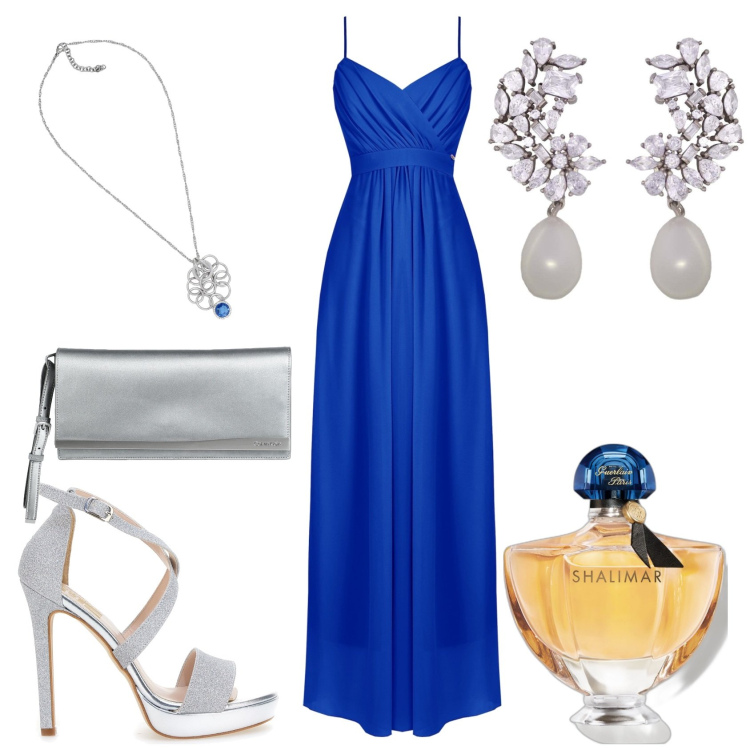 Outfit donna - "Portami a ballare". Stile Chic per Cerimonia. Abbinamento con orecchini, collane, borse a mano, profumi, vestiti lunghi, sandali col tacco.