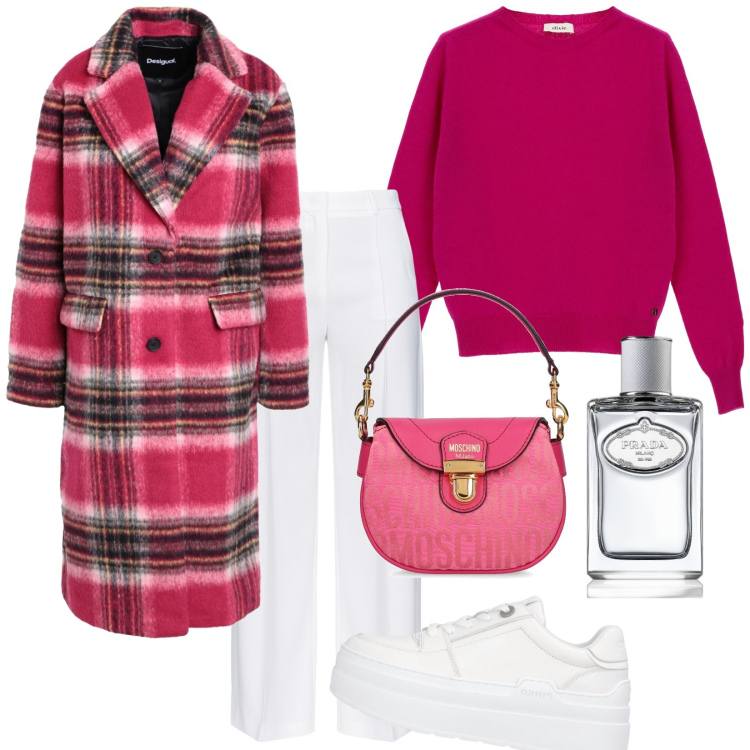 Outfit donna - Total look #1814170. Stile Trendy per Tutti i giorni. Abbinamento con cappotti, profumi, sneakers, pantaloni, pullovers, borse a mano.