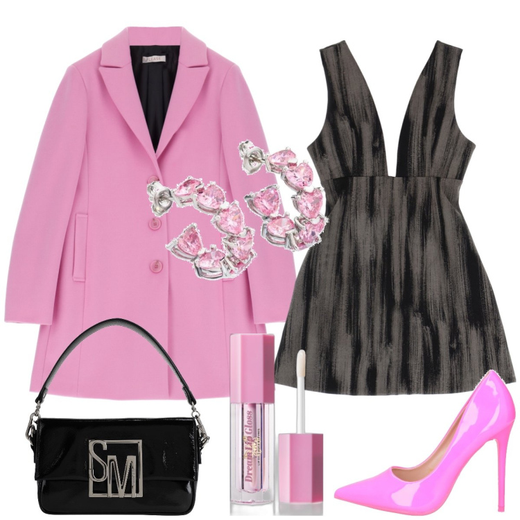 Outfit donna - S. Valentino in rosa. Stile Vintage retrò per Serata fuori. Abbinamento con décolleté, orecchini, borse a mano, gloss, cappotti, vestiti senza maniche.