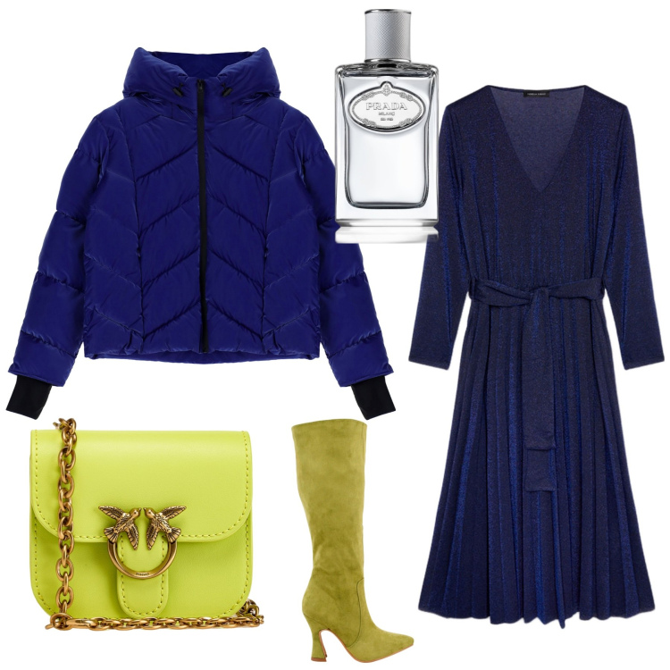 Outfit donna - Blu dipinto di blu..... Stile Casual chic per Tutti i giorni. Abbinamento con profumi, borse a tracolla, cappotti, stivali, vestiti.