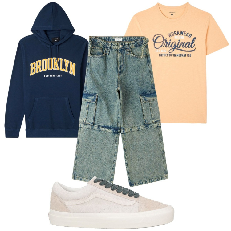 Outfit uomo - Total look #1814612. Stile Urban per Tutti i giorni. Abbinamento con sneakers, t-shirt, felpe sportive, jeans.
