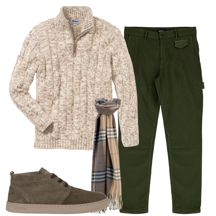 Outfit uomo - Total look #1814650. Stile Urban per Tutti i giorni. Abbinamento con maglieria, stivali e stivaletti, sciarpe, pantaloni.