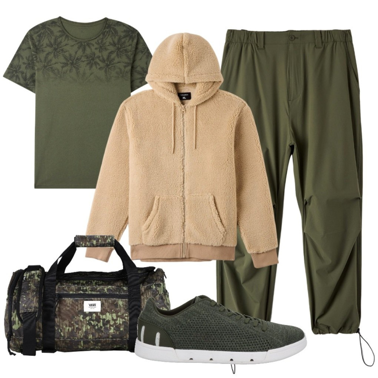 Outfit uomo - Pasquale: pronto per la palestra. Stile Urban per Sport. Abbinamento con borse sportive, sneakers, pantaloni, t-shirt, felpe con cappuccio.