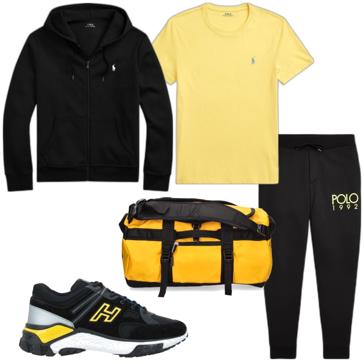 Outfit uomo - Total look #1815088. Stile Casual per Sport. Abbinamento con sneakers, felpe, pantaloni, t-shirt, borse sportive.