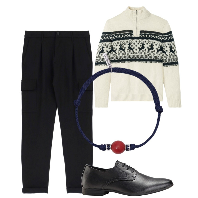 Outfit uomo - I disegni. Stile Casual per Tutti i giorni. Abbinamento con scarpe stringate, maglieria, braccialetti, pantaloni capri.