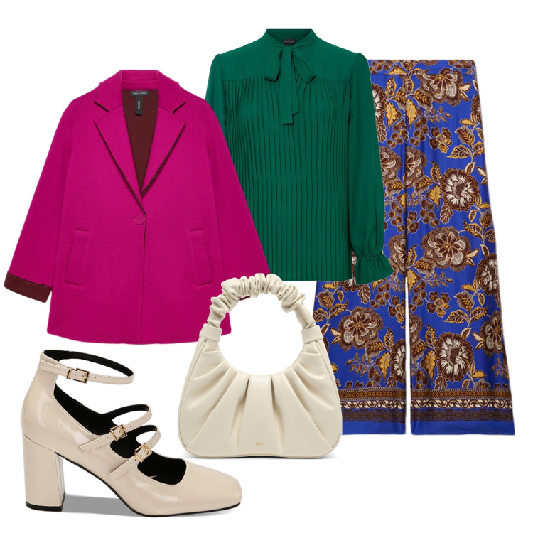 Outfit donna - Total look #1815160. Stile Trendy per Serata fuori. Abbinamento con bluse, décolleté, blazer, pantaloni, borse a mano.
