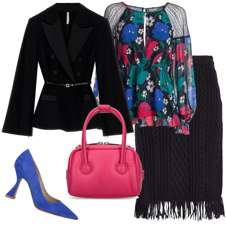 Outfit donna - La vita stretta. Stile Chic per Serata fuori. Abbinamento con décolleté, gonne longuette, blazer, bluse, borse a mano.