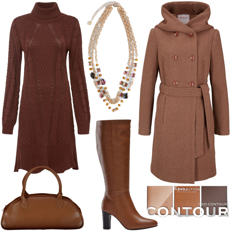 Outfit donna - Impeccabile low cost. Stile Basic per Tutti i giorni. Abbinamento con vestiti, cappotti, stivali, terre, collane, borse a spalla.