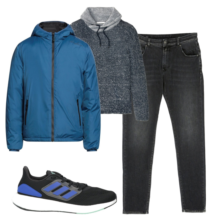 Outfit uomo - Total look #1815792. Stile Urban per Tutti i giorni. Abbinamento con maglieria, cappotti, sneakers, jeans.