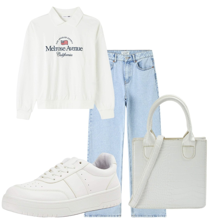 Outfit donna - Total look #1815858. Abbinamento con jeans, shopping bag, sneakers, felpe.